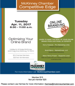 McKinney, TX Chamber of Commerce online branding event