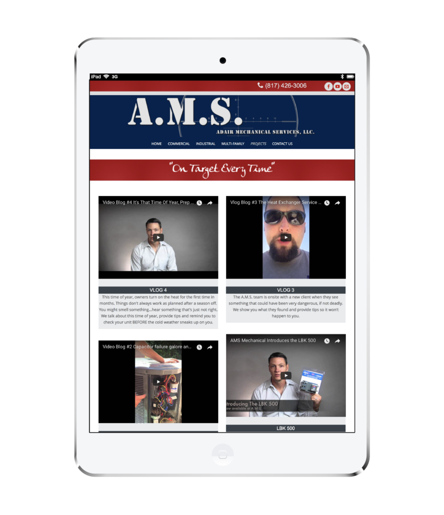 A.M.S. Website Design White Ipad